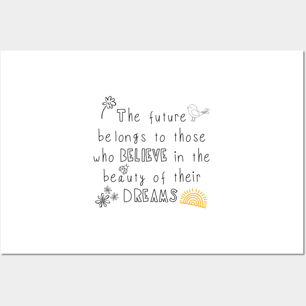 Believe In The Beauty of Your Dreams (Yellow Sun) Wall Art by Glitteringworld